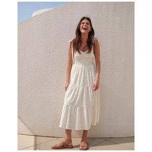Madewell Eyelet Lucie Tie-Strap Tiered Midi Dress M NWT